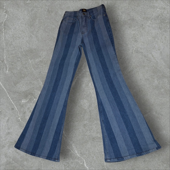 Lee Denim - Lee Hits Of Blue Striped Flare High Rise Jeans  Women Size 26